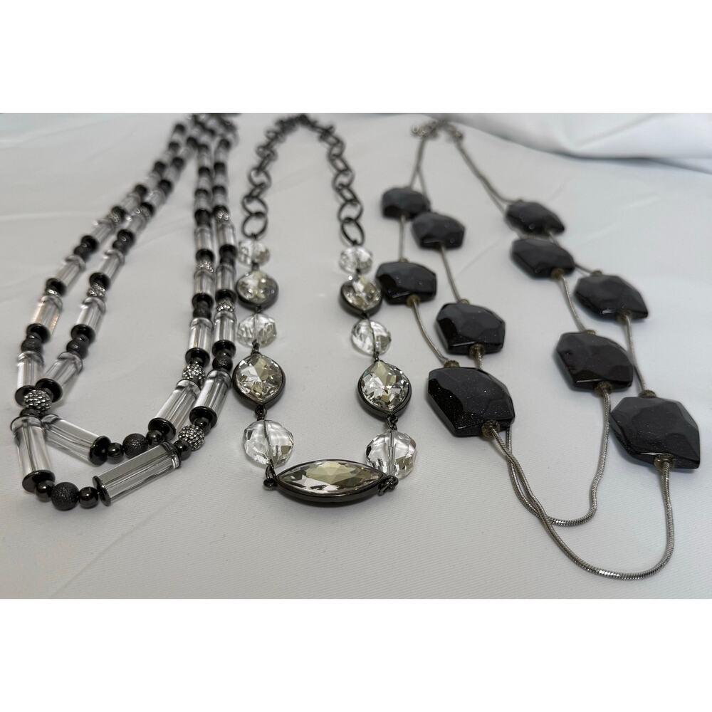 Chico's Statement Necklace Lot of 4 Crystal Beaded Layering Jewelry Bundle
